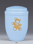 7451, KINDERURNE, Kleinurne, himmelblau, Teddy Bär, (goldfarbig), LANDWEHR
