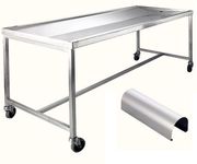 Seziertisch, Waschtisch, LxBxH = 2.200 x 850 x 750mm, Seziertisch komplett aus Edelstahl, fahrbar, feststellbar. Bestatterbedarf, Bestatterzubehör, Landwehr Sargfabrik GmbH, Handel, Seziertisch, Waschtisch, Einbalsamierungstisch, Obduktionstisch, 