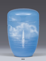 STAHLURNE, 3666, STAHLURNE, DESIGNER, HIMMELBLAU, AIRBRUSH, MOTIV, SEGELSCHIFF. Wir liefern Ihre Airbrushurne, Landwehr Sargfabrik GmbH. Bestattungszubehör. 3666, 3666, STAHLURNE AIRBRUSH LANDWEHR, LANDWEHR AIRBRUSH STAHLURNE, AIRBRUSH LANDWEHR STAHLUERNE