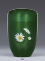 STAHLURNE, 3660, Airbrushurne, Stahlurne, Designer Urne, Moosgrün, Airbrush Motiv, Margerite. Landwehr Sargfabrik GmbH, Perfektion aus einer Hand.
