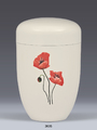 3605, STAHLURNE, DESIGNER, ALT, WEISS, MOHN, BLUME, AIRBRUSH, STAHLURNE, Landwehr Sargfabrik GmbH, 3605, Airbrush Urne