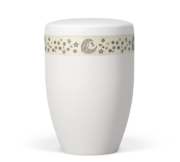 27566, Matt-Weiß, Dekorband, Graspapier, Mond und Sterne, BIO, BIO, URNE, BESTATTUNGSZUBEHÖR