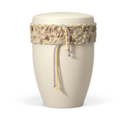 BIO URNE, 27593, Elfenbein-Beige, Dekorband, aus, heimischen Hölzern, handgefertigt, eingefasst durch zwei mehrfarbige, BIO URNE, BIO, URNE, BESTATTUNGSZUBEHÖR