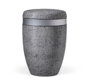 BIO URNE, 27955, Stein, beschichtet, Marmorit-Anthrazit, Dekorband, Edelstahl, Gebürstet, BIO URNE, BIO, URNE, BESTATTUNGSZUBEHÖR
