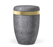 BIO URNE, 27957, Steinbeschichtet, Marmorit-Anthrazit, Dekorband Messing, BIO URNE, BIO, URNE, BESTATTUNGSZUBEHÖR
